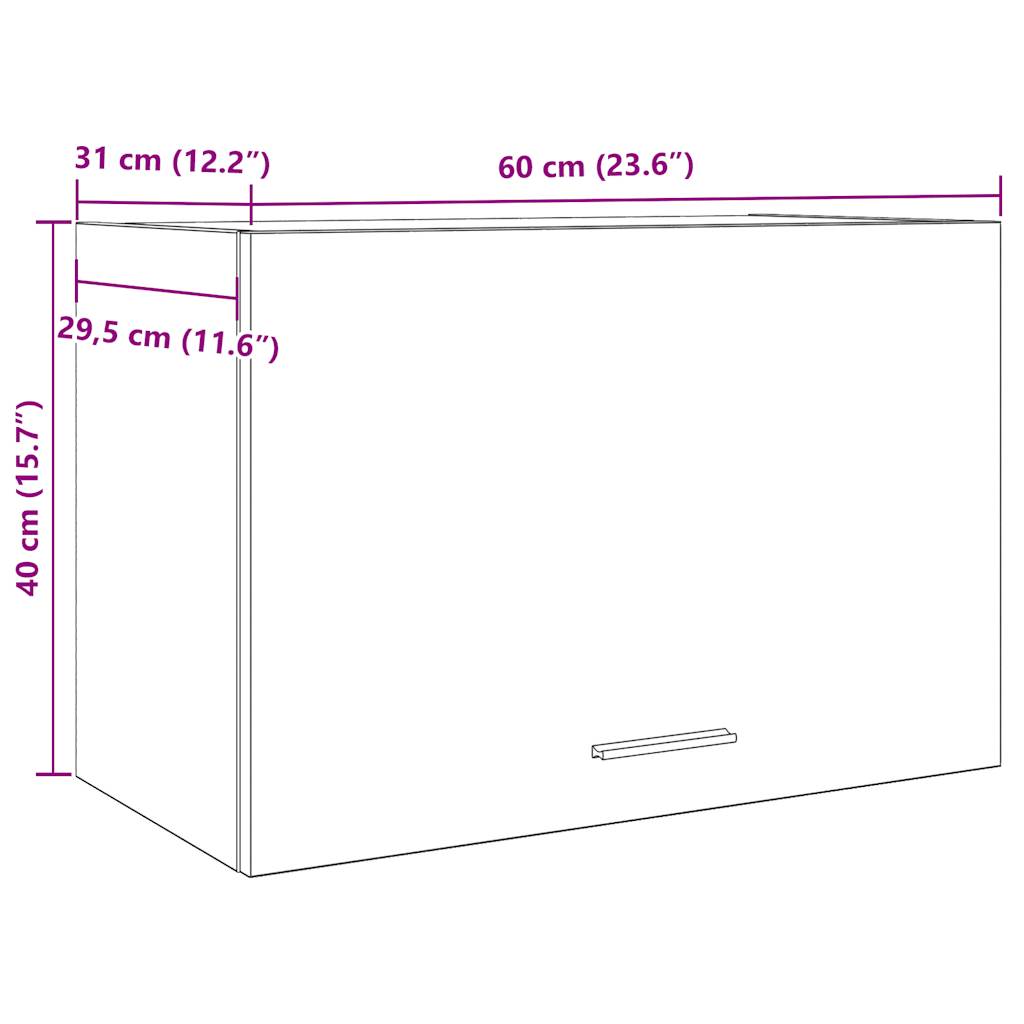vidaXL Hanging Cabinet "Lyon" Old Wood 60x31x40 cm Engineered Wood