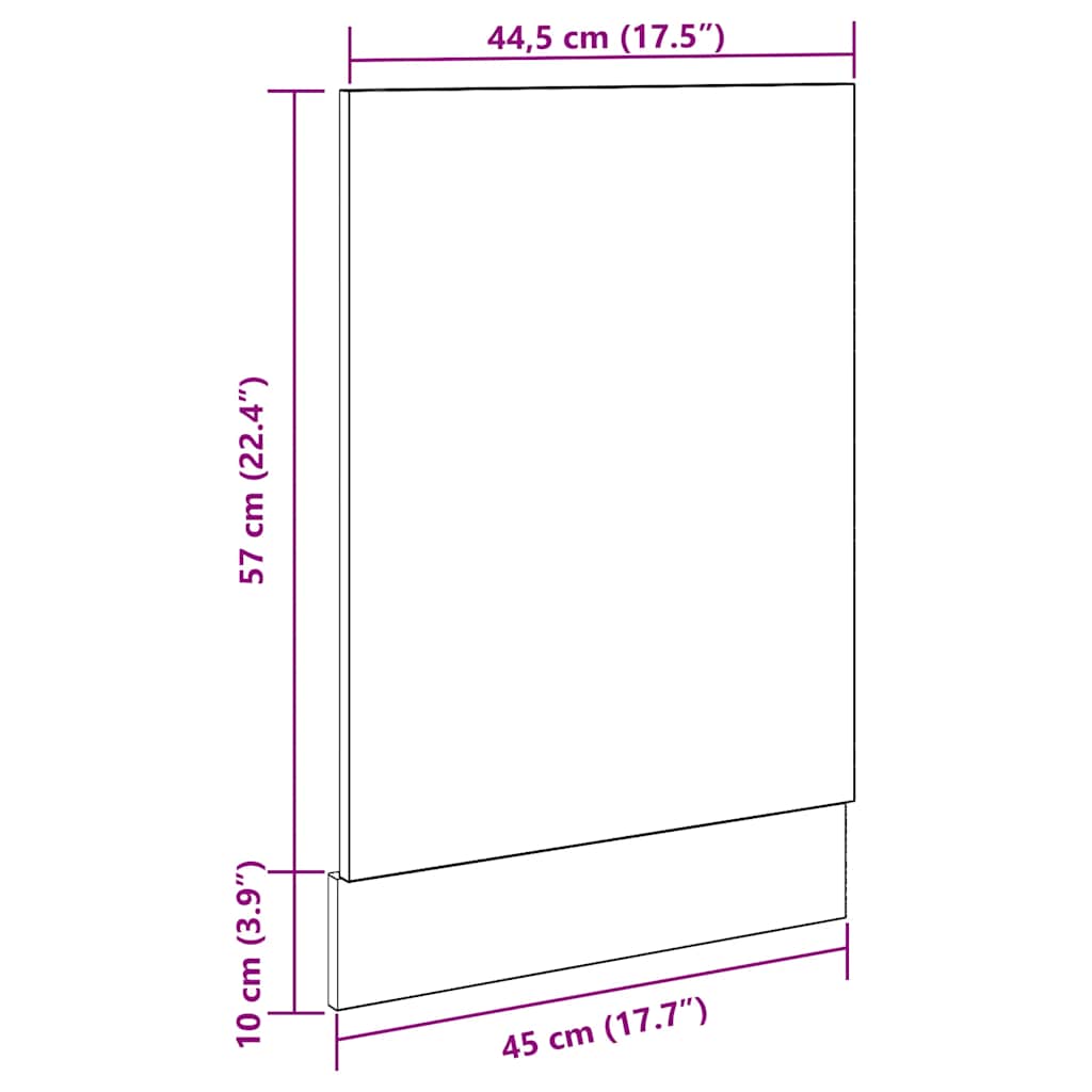 vidaXL Dishwasher Panel "Lyon" Concrete Grey 45x3x67 cm