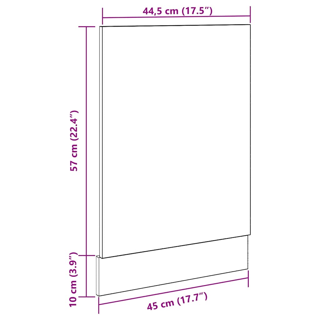 vidaXL Dishwasher Panel "Lyon" Old Wood 45x3x67 cm Engineered Wood
