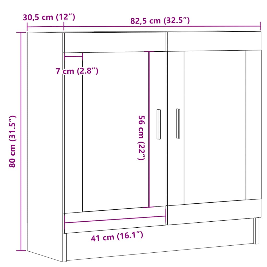 vidaXL Book Cabinet Old Wood 82,5x30,5x80 cm Engineered Wood