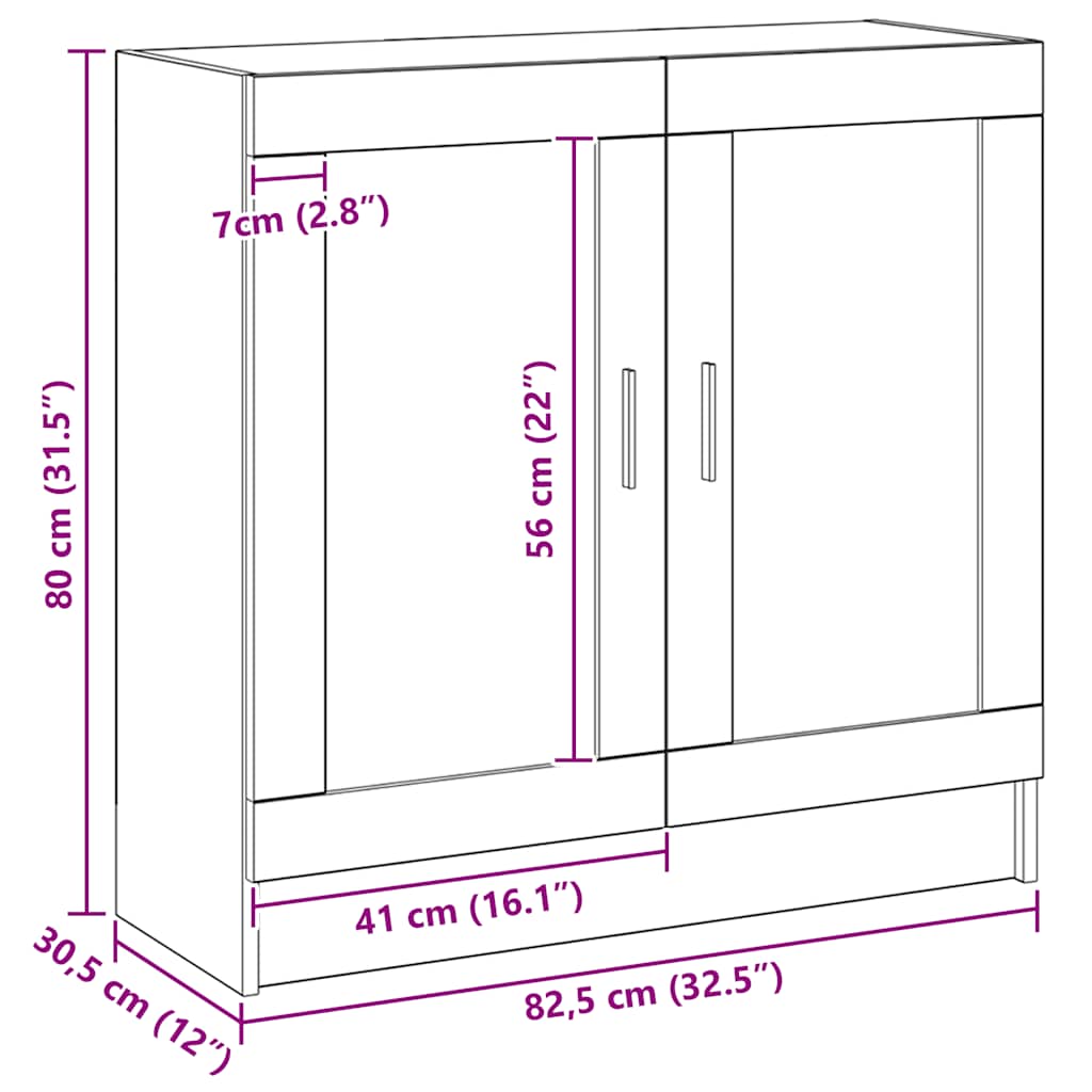 vidaXL Book Cabinet Artisan Oak 82,5x30,5x80 cm Engineered Wood