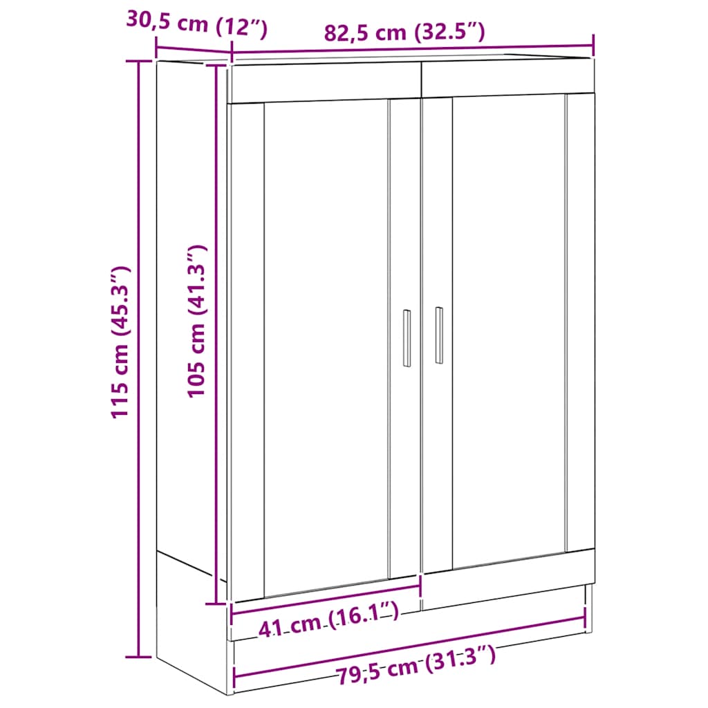 vidaXL Book Cabinet Artisan Oak 82,5x30,5x115 cm Engineered Wood