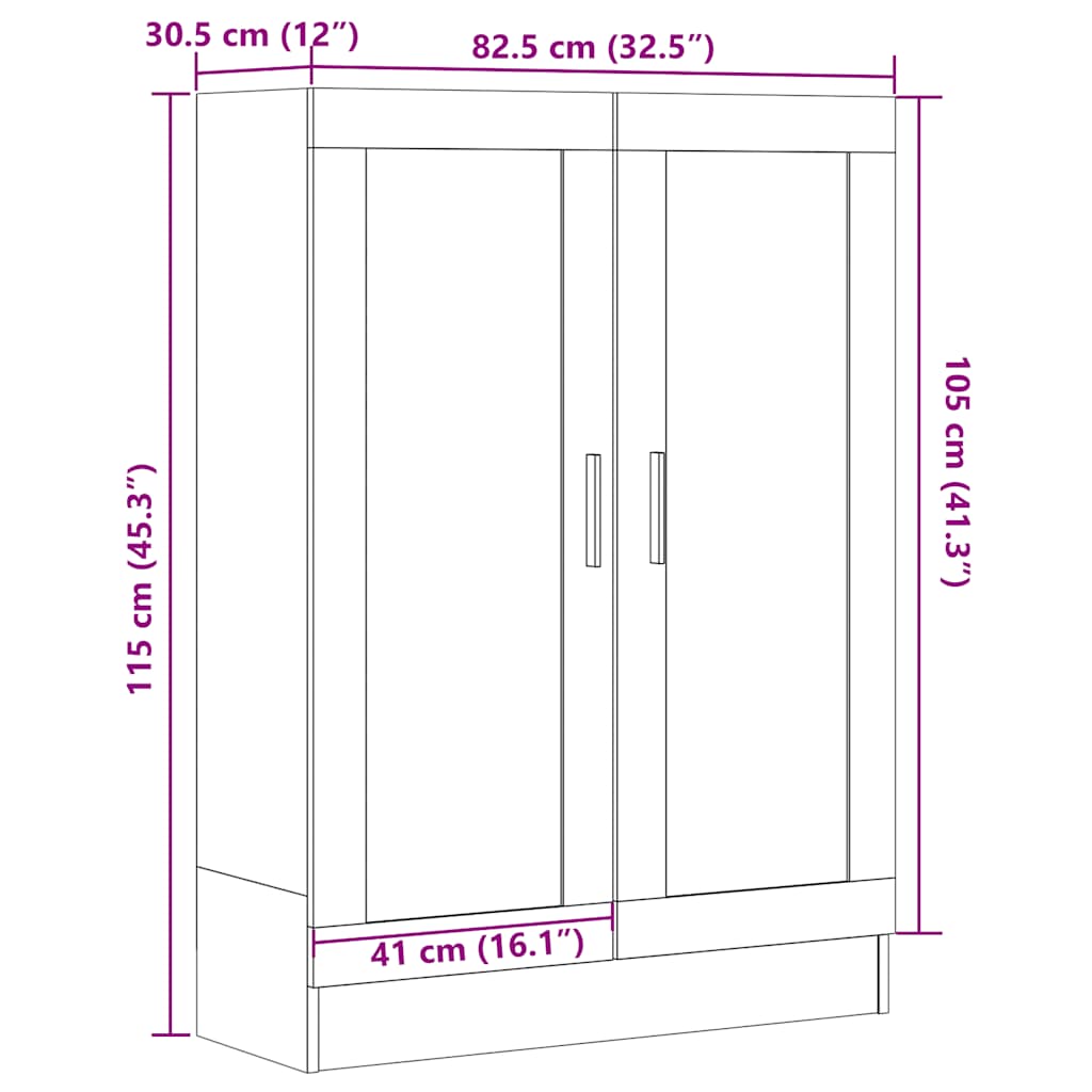 vidaXL Book Cabinet Old Wood 82,5x30,5x115 cm Engineered Wood