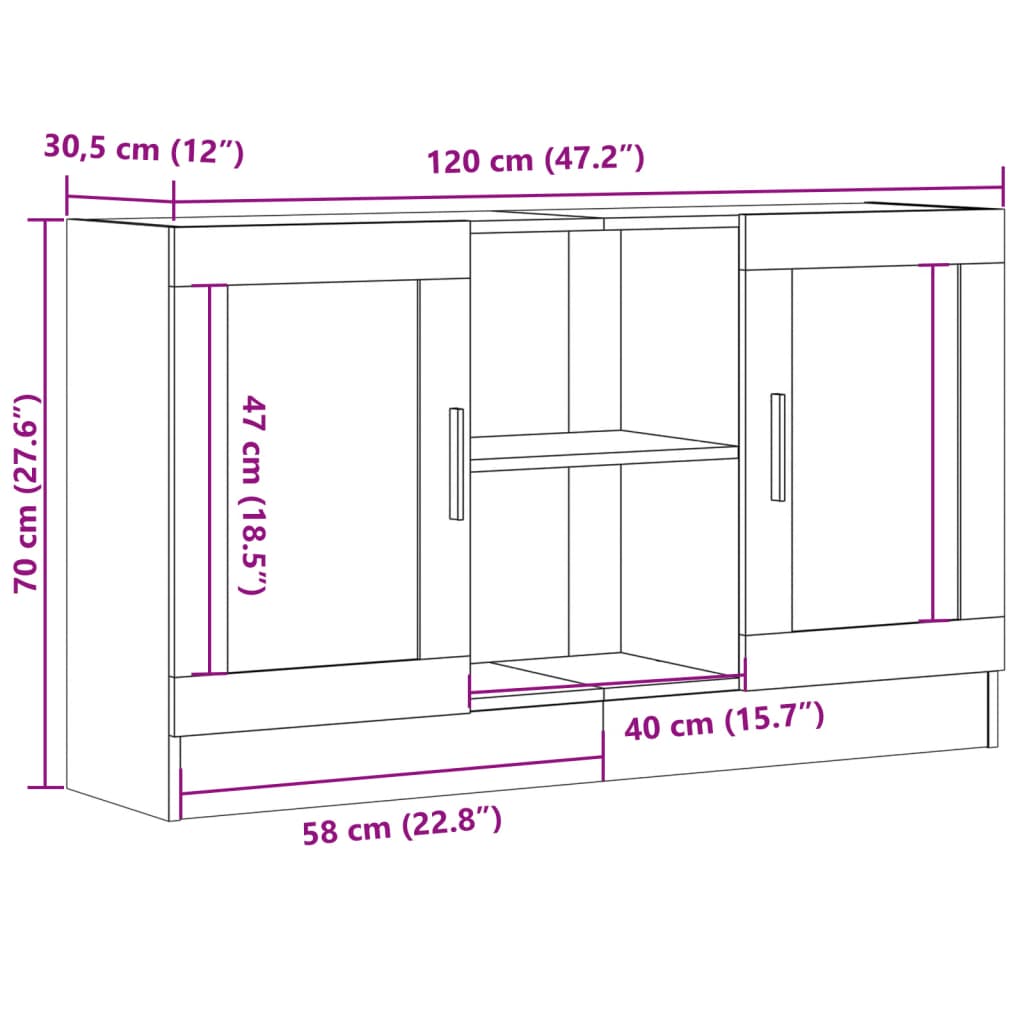 vidaXL Sideboard Old Wood 120x30.5x70 cm Engineered Wood