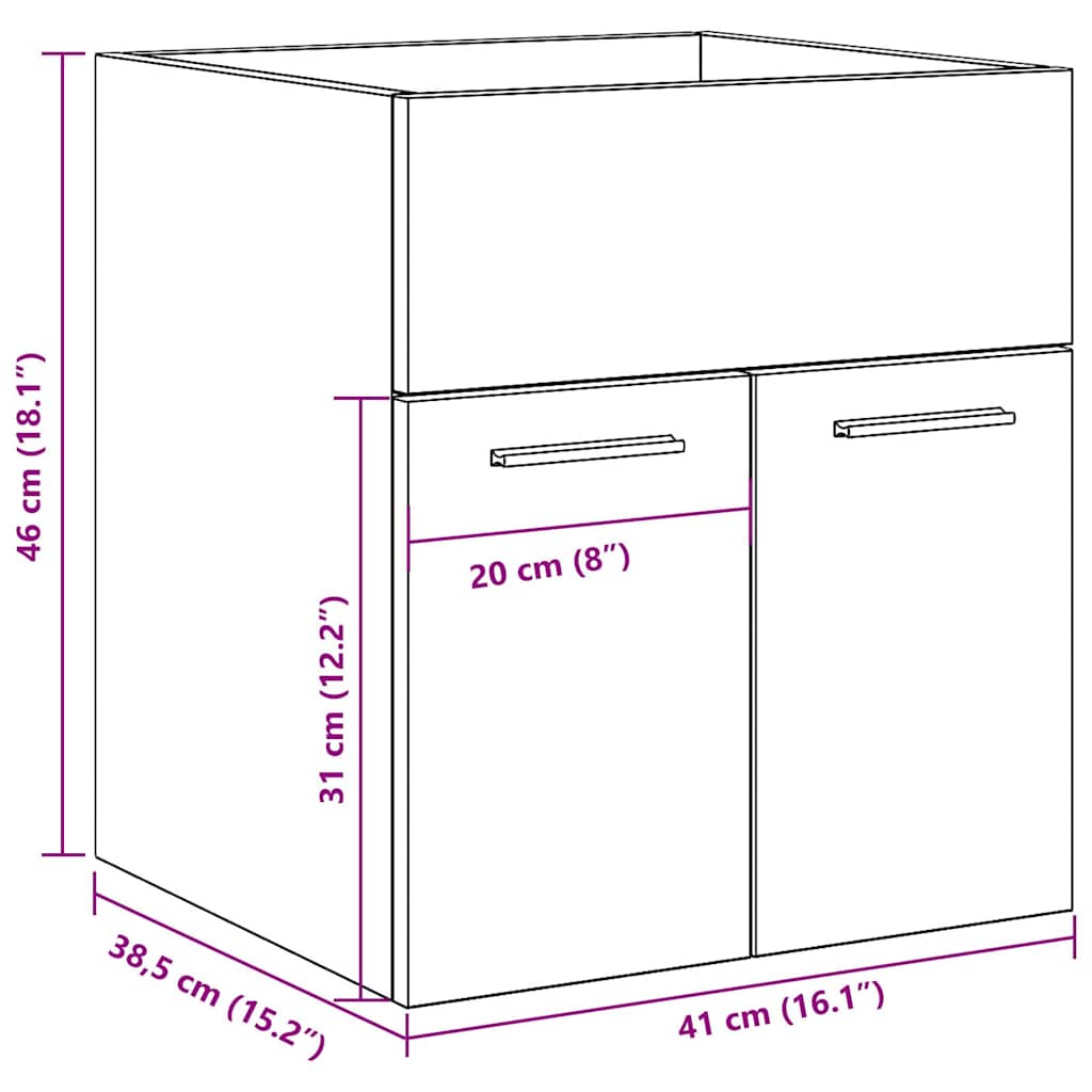 vidaXL Bathroom Sink Cabinet Artisan Oak 41x38.5x46 cm Engineered Wood