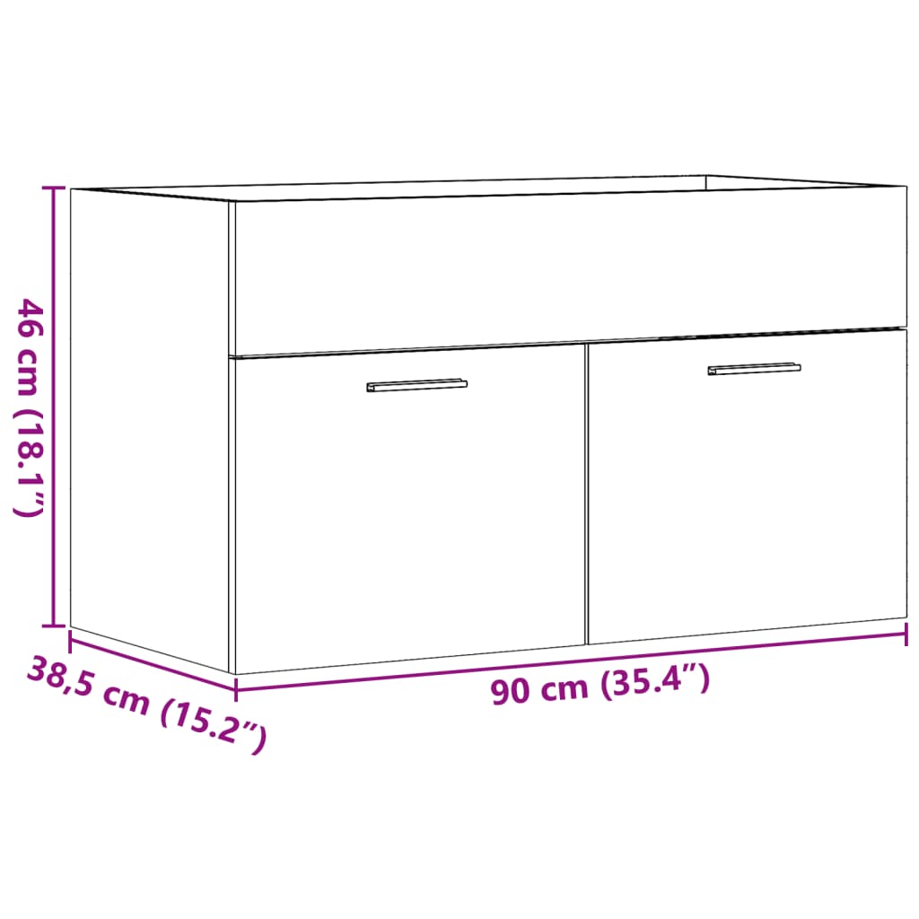 vidaXL Bathroom Sink Cabinet Sonoma Oak 90x38,5x46 cm Engineered Wood