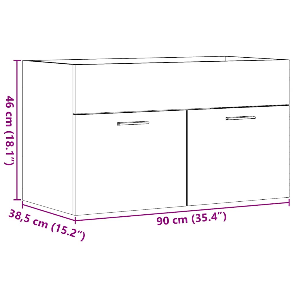 vidaXL Bathroom Sink Cabinet Artisan Oak 90x38,5x46 cm Engineered Wood