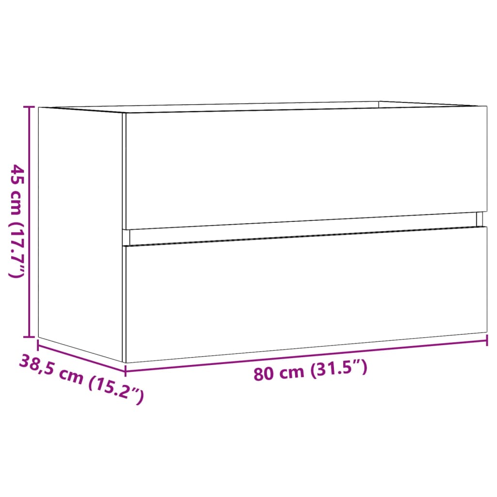vidaXL Bathroom Hanging Cabinet Concrete Grey 80x38.5x45 cm