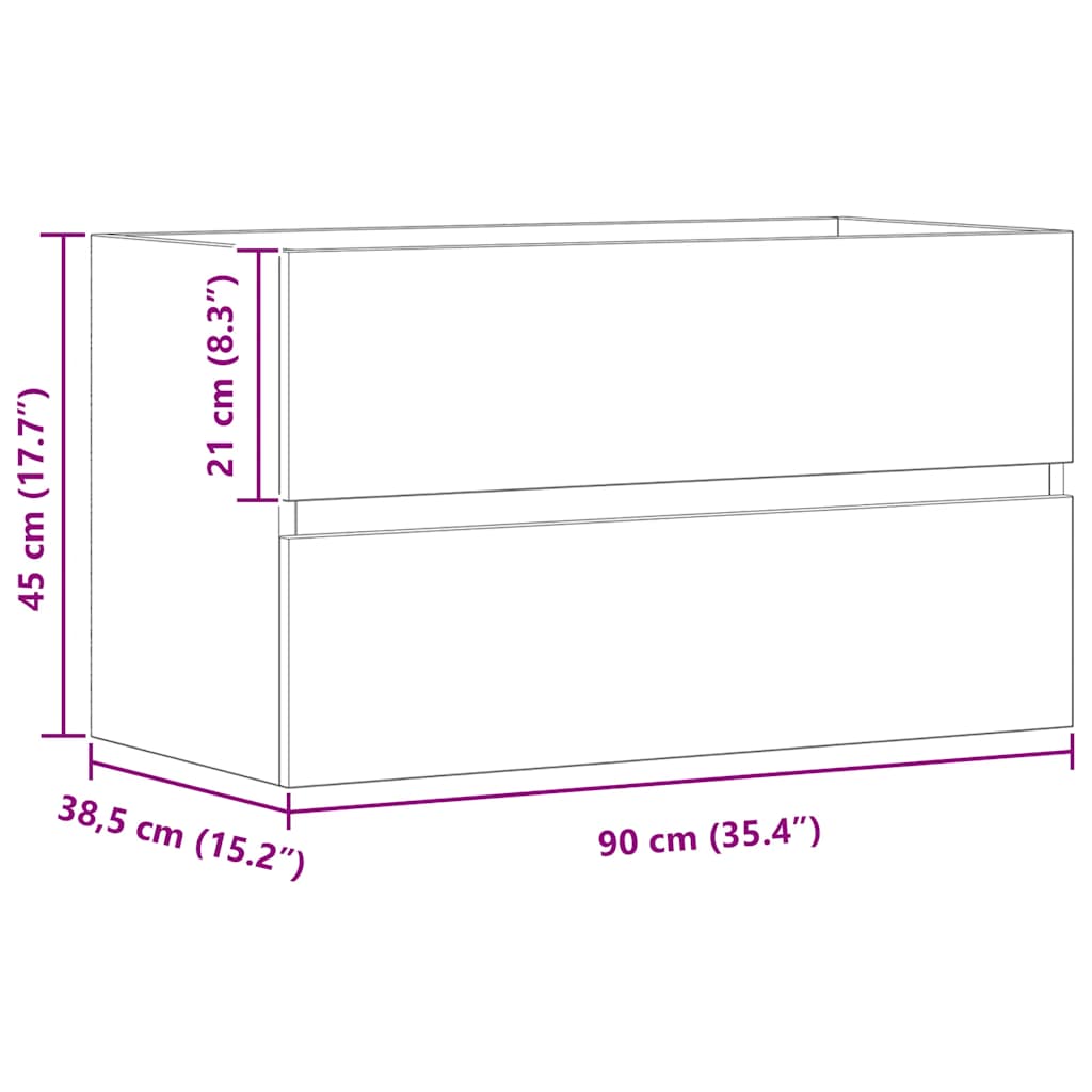 vidaXL Sink Cabinet Artisian Oak 90x38,5x45 cm Engineered Wood