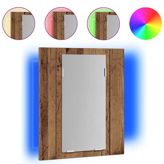 vidaXL LED Bathroom Mirror Cabinet Old Wood 40x12x45 cm Engineered Wood