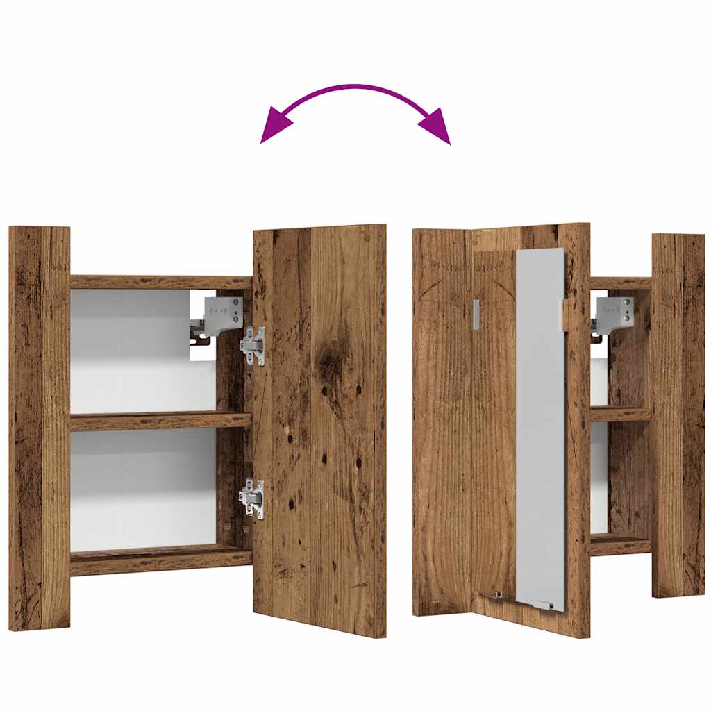 vidaXL LED Bathroom Mirror Cabinet Old Wood 40x12x45 cm Engineered Wood