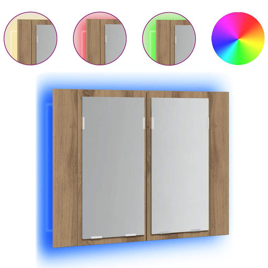 vidaXL LED Mirror Cabinet Artisan Oak 60x12x45 cm Engineered Wood