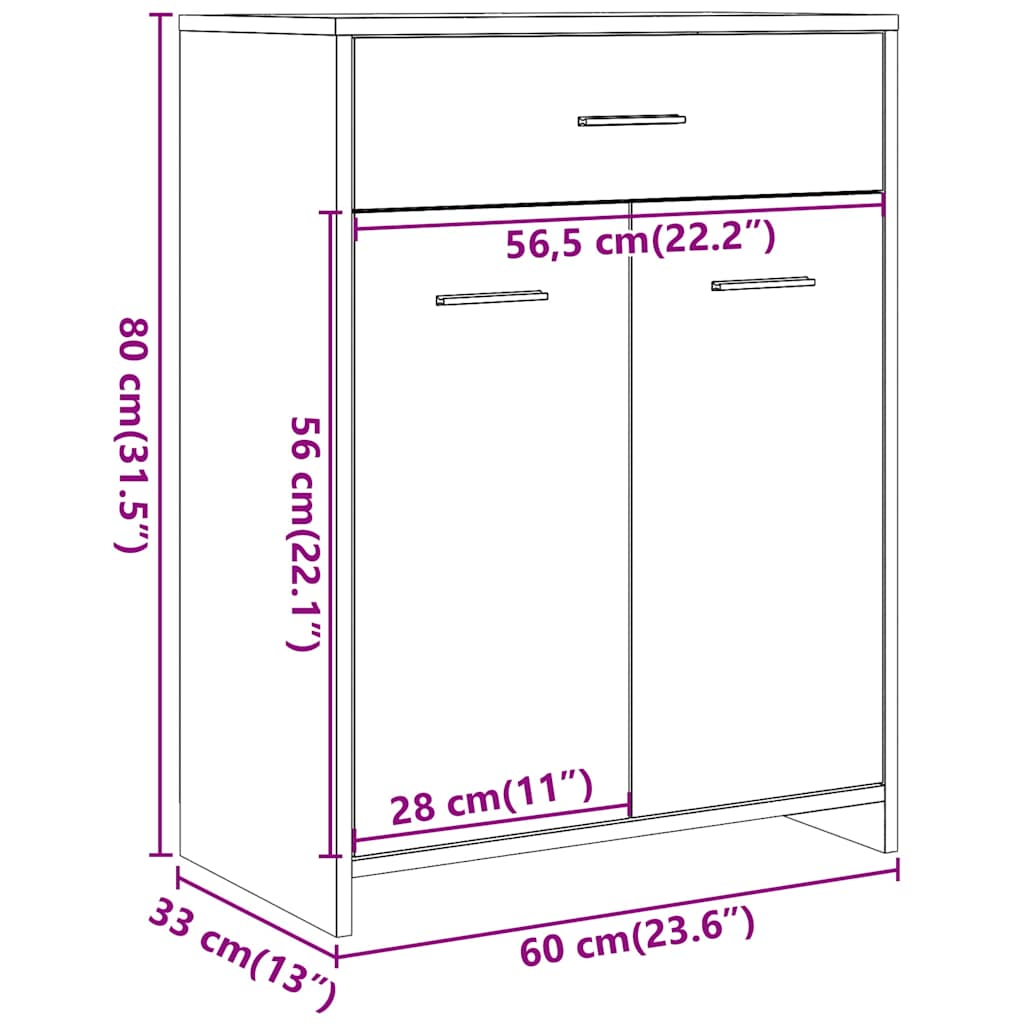 vidaXL Bathroom Cabinet Old Wood 60x33x80 cm Engineered Wood