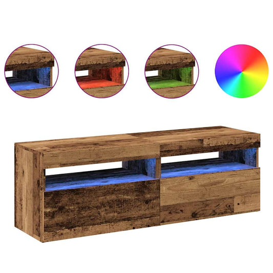 vidaXL 2 Piece TV Cabinet Set with LED Lights Old Wood Engineered Wood