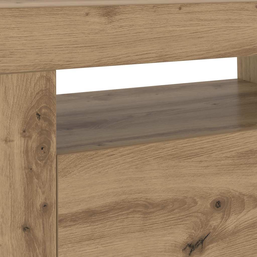 vidaXL TV Cabinet with LED Lights Artisan Oak 120x35x40 cm Engineered Wood