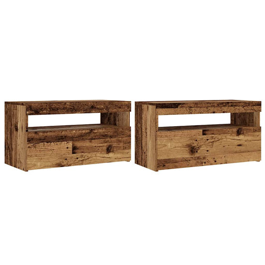 vidaXL 2 Piece TV Cabinet Set with LED Lights Old Wood Engineered Wood