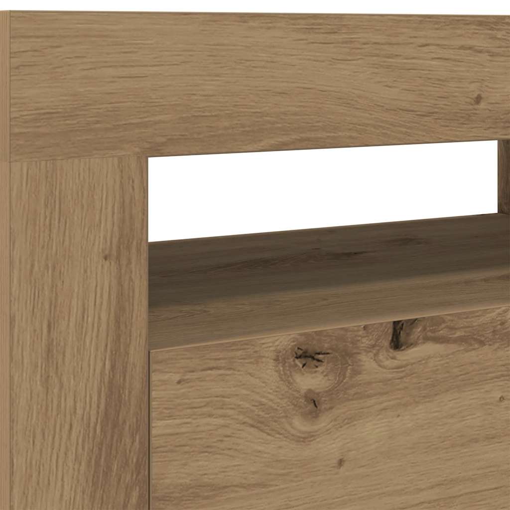 vidaXL TV Cabinet with LED Lights Artisan Oak 120x35x40 cm Engineered Wood