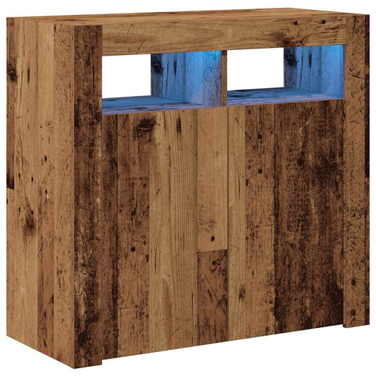 vidaXL Sideboard with LED Lights Old Wood 80x35x75 cm Engineered Wood