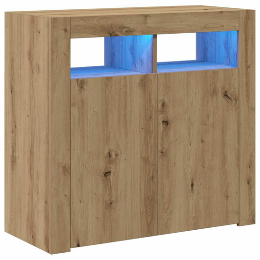 vidaXL Sideboard with LED Lights Artisan Oak 80x35x75 cm Engineered Wood