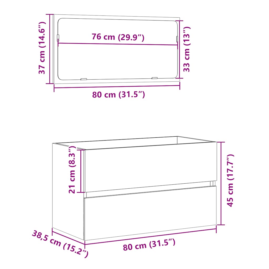 vidaXL Bathroom Cabinet with Mirror Old Wood Engineered Wood