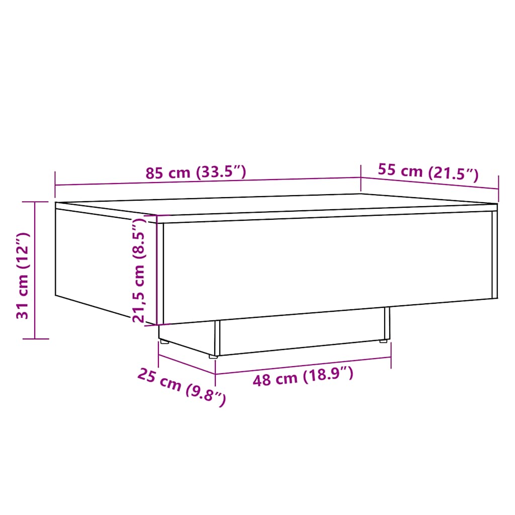 vidaXL Coffee Table Old Wood 85x55x31 cm Engineered Wood