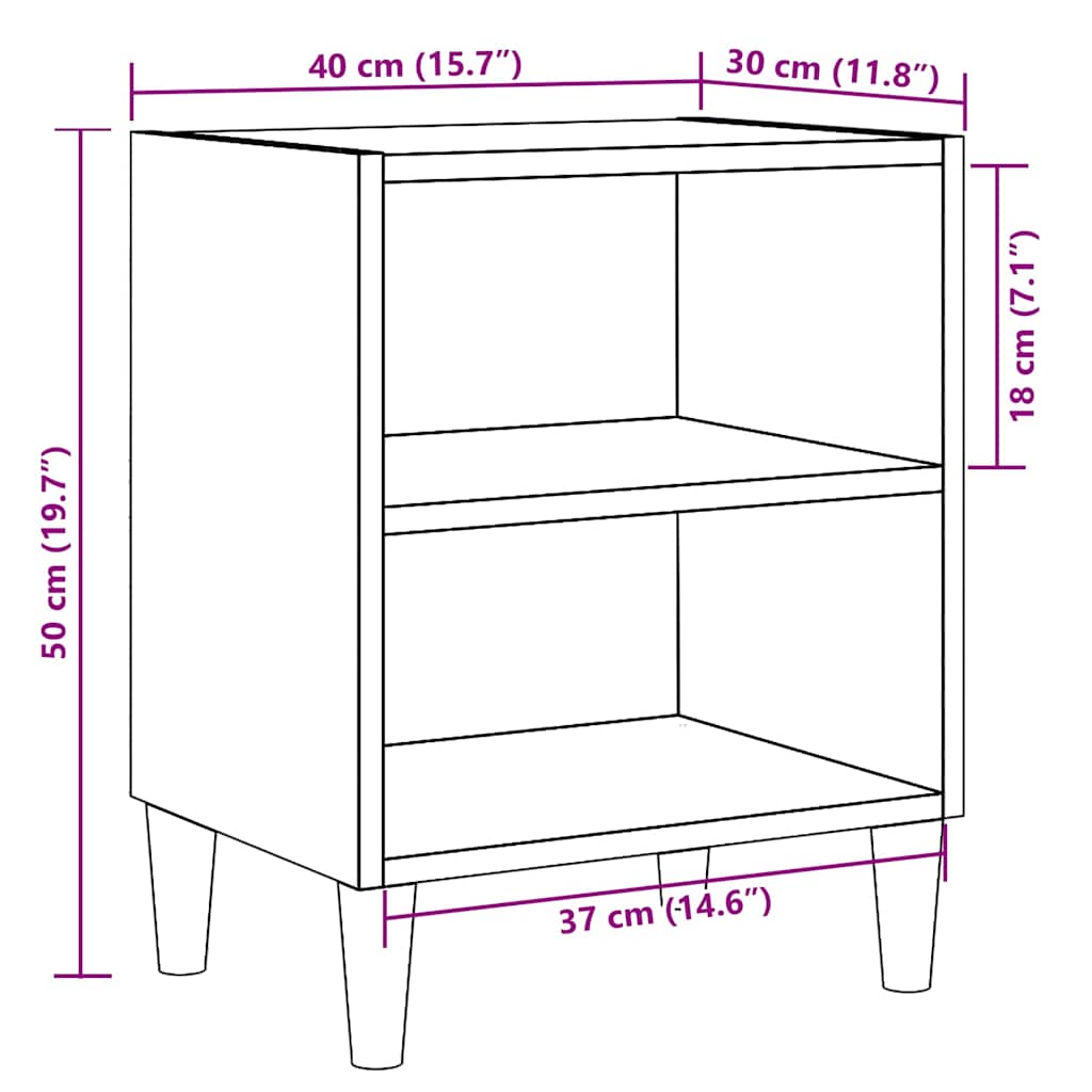 vidaXL Bedside Cabinet Old Wood 40x30x50 cm Engineered Wood