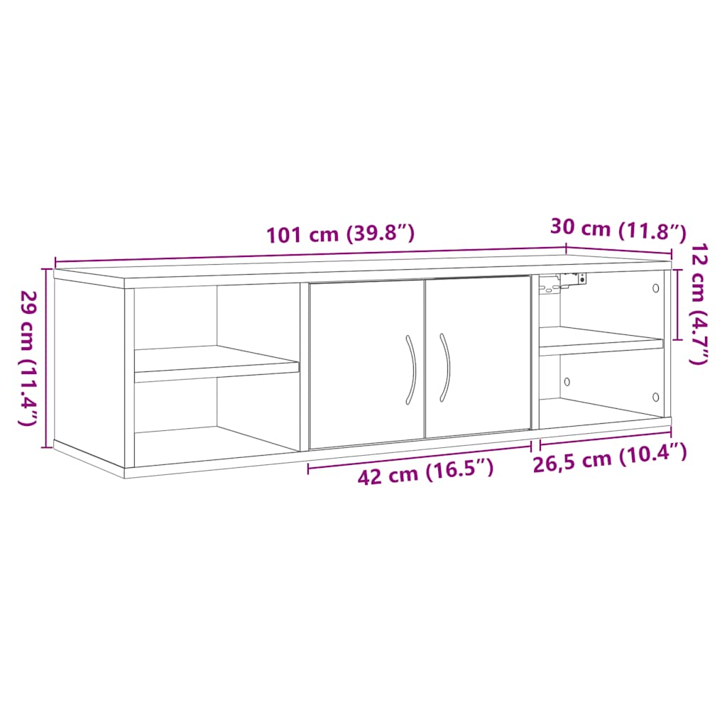 vidaXL Wall Cabinet Artisan Oak 101x30x29 cm Engineered Wood