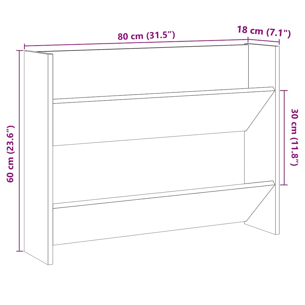 vidaXL Wall Shoe Cabinet Old Wood 80x18x60 cm Engineered Wood