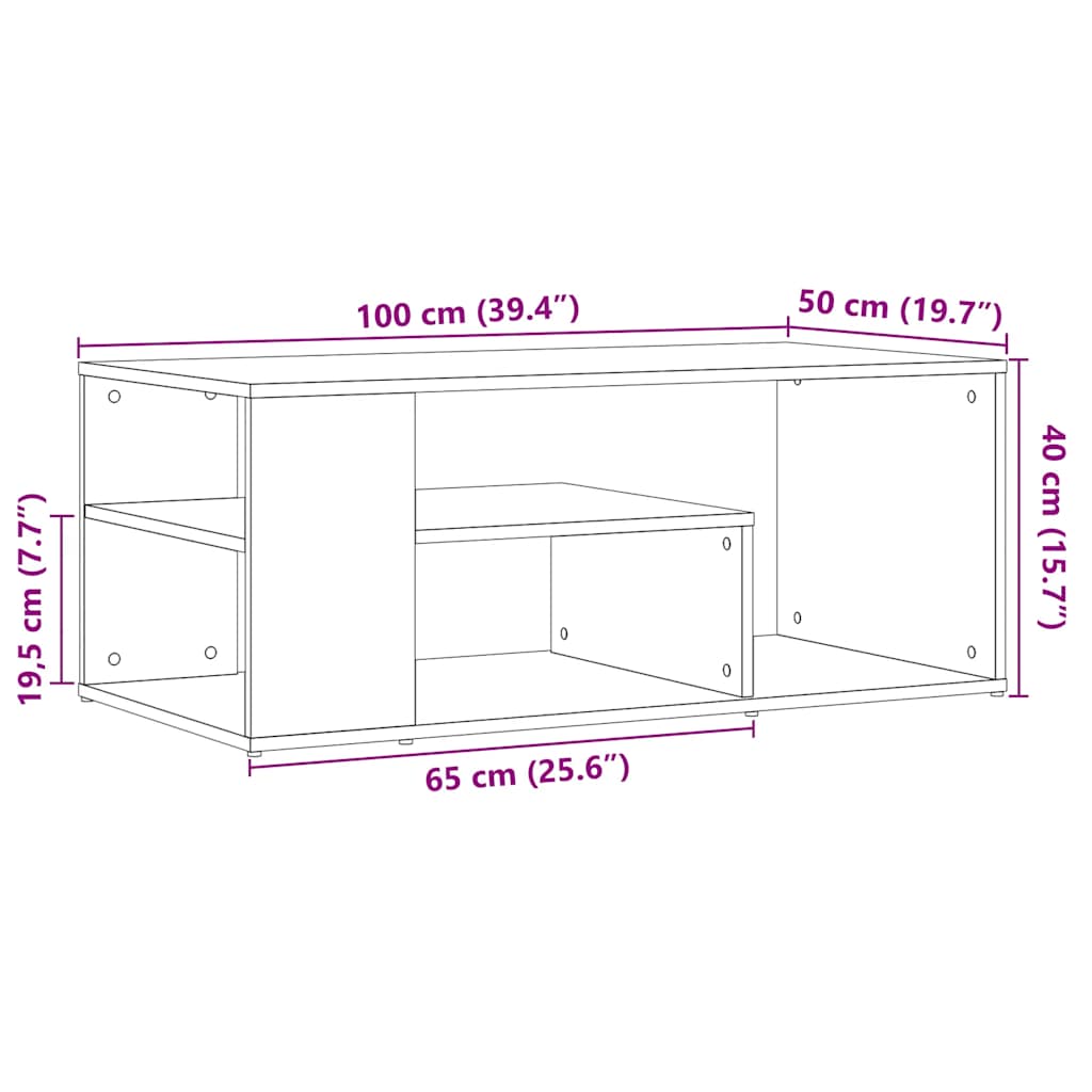 vidaXL Coffee Table Artisan Oak 100x50x40 cm Engineered Wood