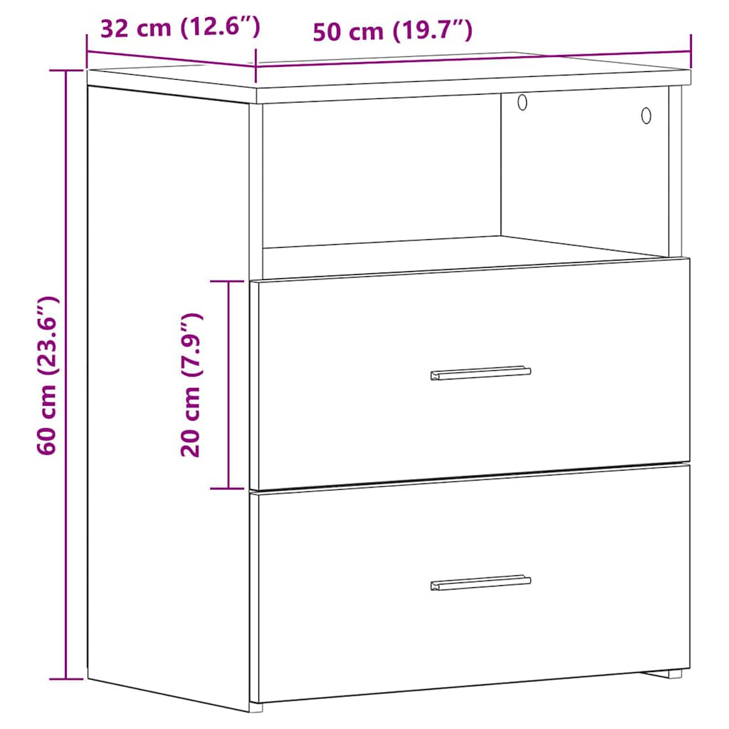 vidaXL Bedside Cabinet Old Wood 50x32x60cm Engineered Wood