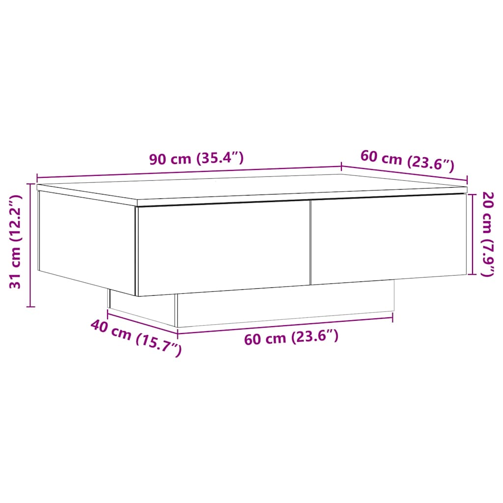 vidaXL Coffee Table Artisan Oak 90x60x31 cm Engineered Wood