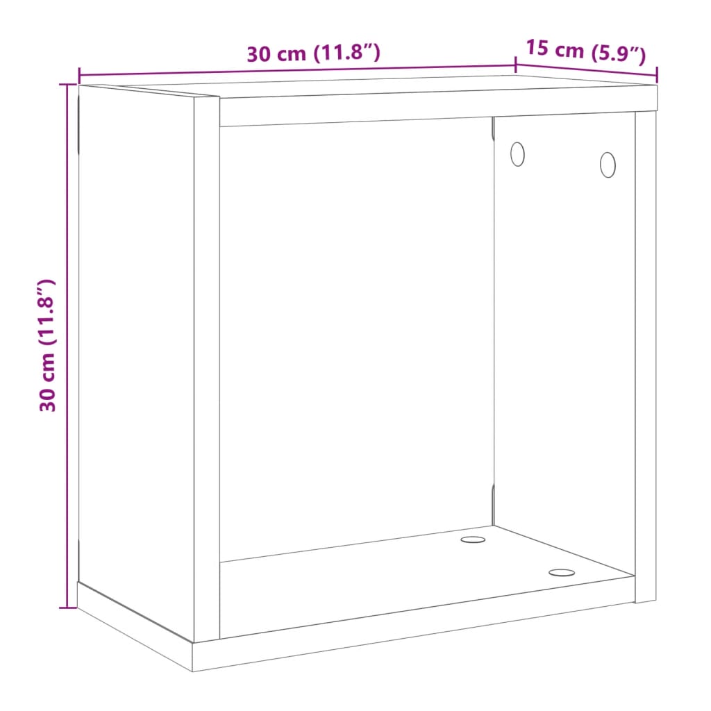 vidaXL Wall Cube Shelves 6 pcs Old Wood 30x15x30 cm Engineered Wood