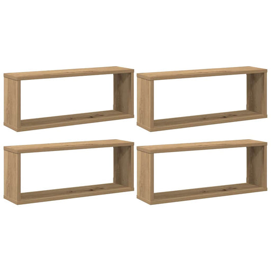 vidaXL Wall Cube Shelves 4 pcs Artisan Oak 60x15x23 cm Engineered Wood