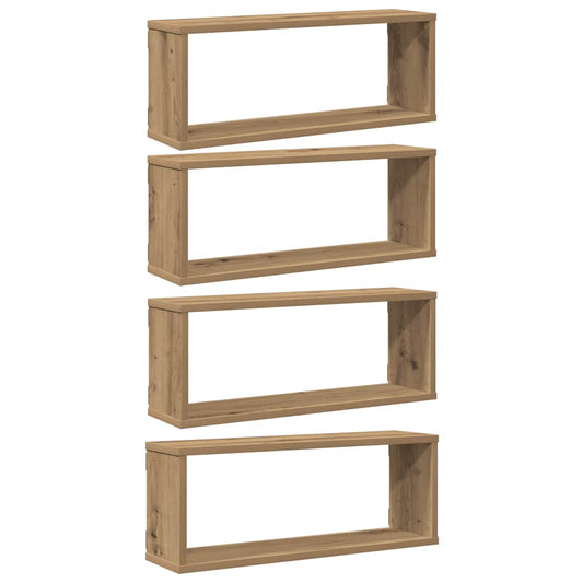 vidaXL Wall Cube Shelves 4 pcs Artisan Oak 60x15x23 cm Engineered Wood