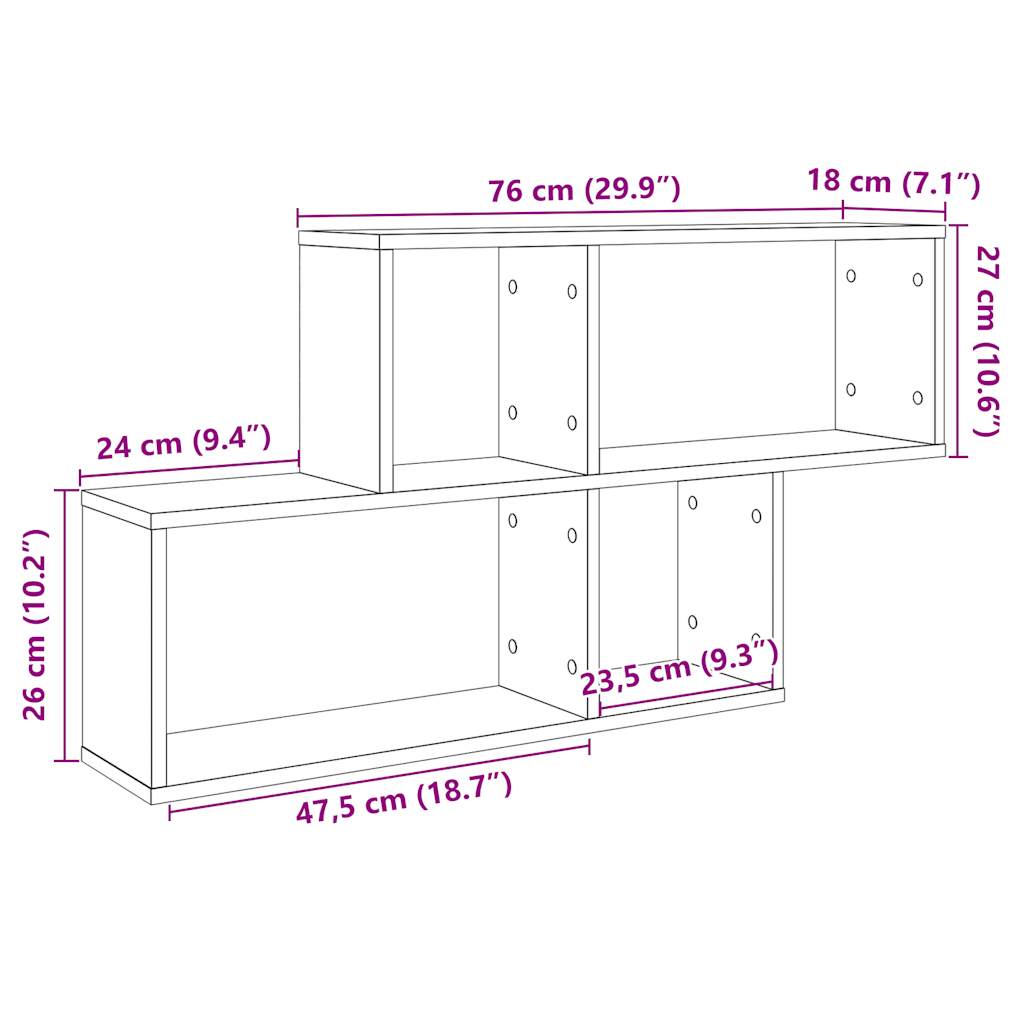 vidaXL Wall Shelf Old Wood 100x18x53 cm Engineered Wood