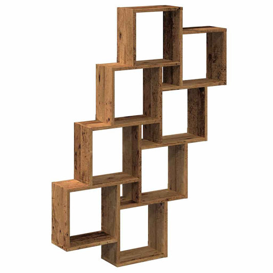 vidaXL Wall Cube Shelf Old Wood 90x15x119,5 cm Engineered Wood
