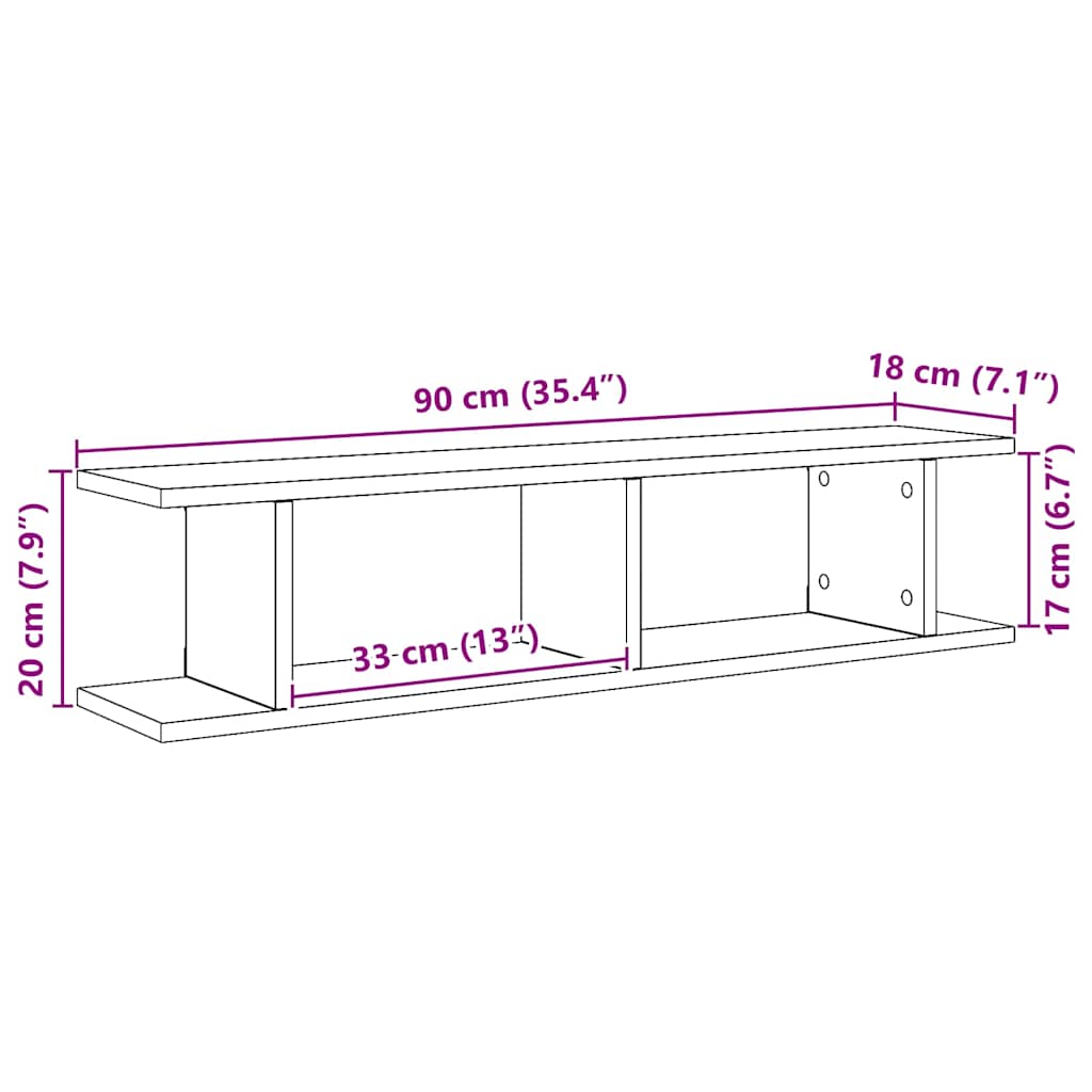 vidaXL Wall Shelves 2 pcs Artisan Oak 90x18x20 cm Engineered Wood