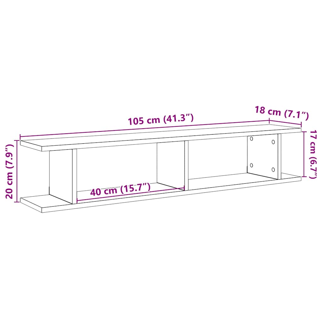vidaXL Wall Shelves 2 pcs Artisan Oak 105x18x20 cm Engineered Wood