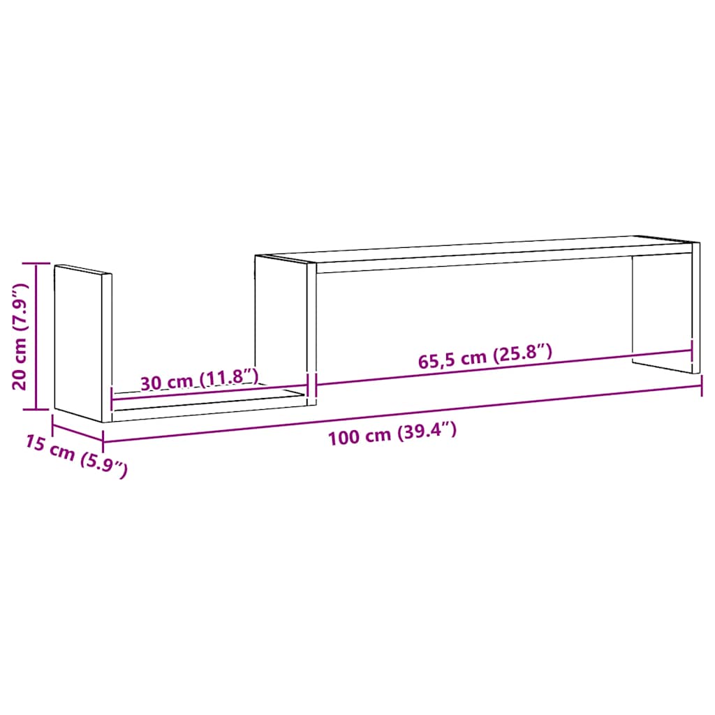 vidaXL Wall Shelves 2 pcs Old Wood 100x15x20 cm Engineered Wood