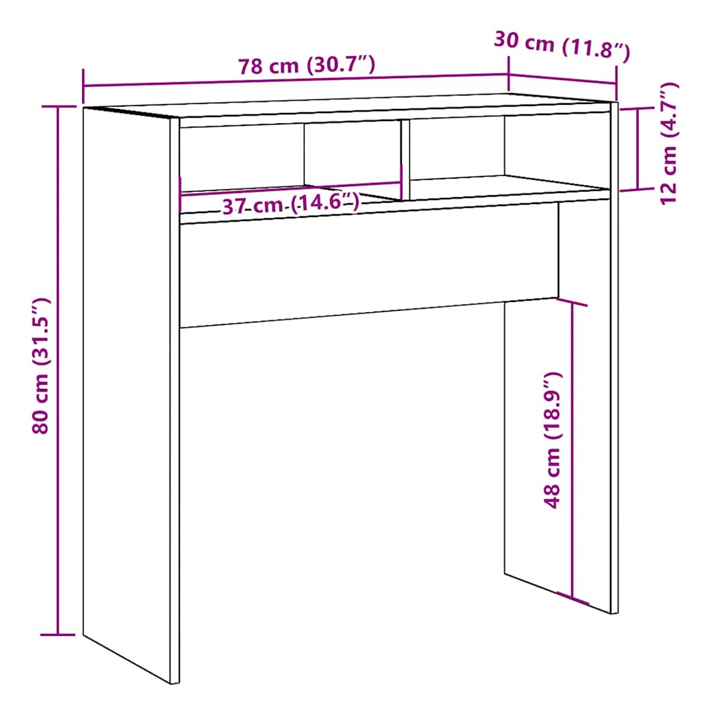 vidaXL Console Table Artisan Oak 78x30x80 cm Engineered Wood