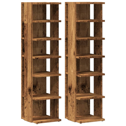 vidaXL Shoe Cabinets 2 pcs Old Wood 28x27x102 cm Engineered Wood