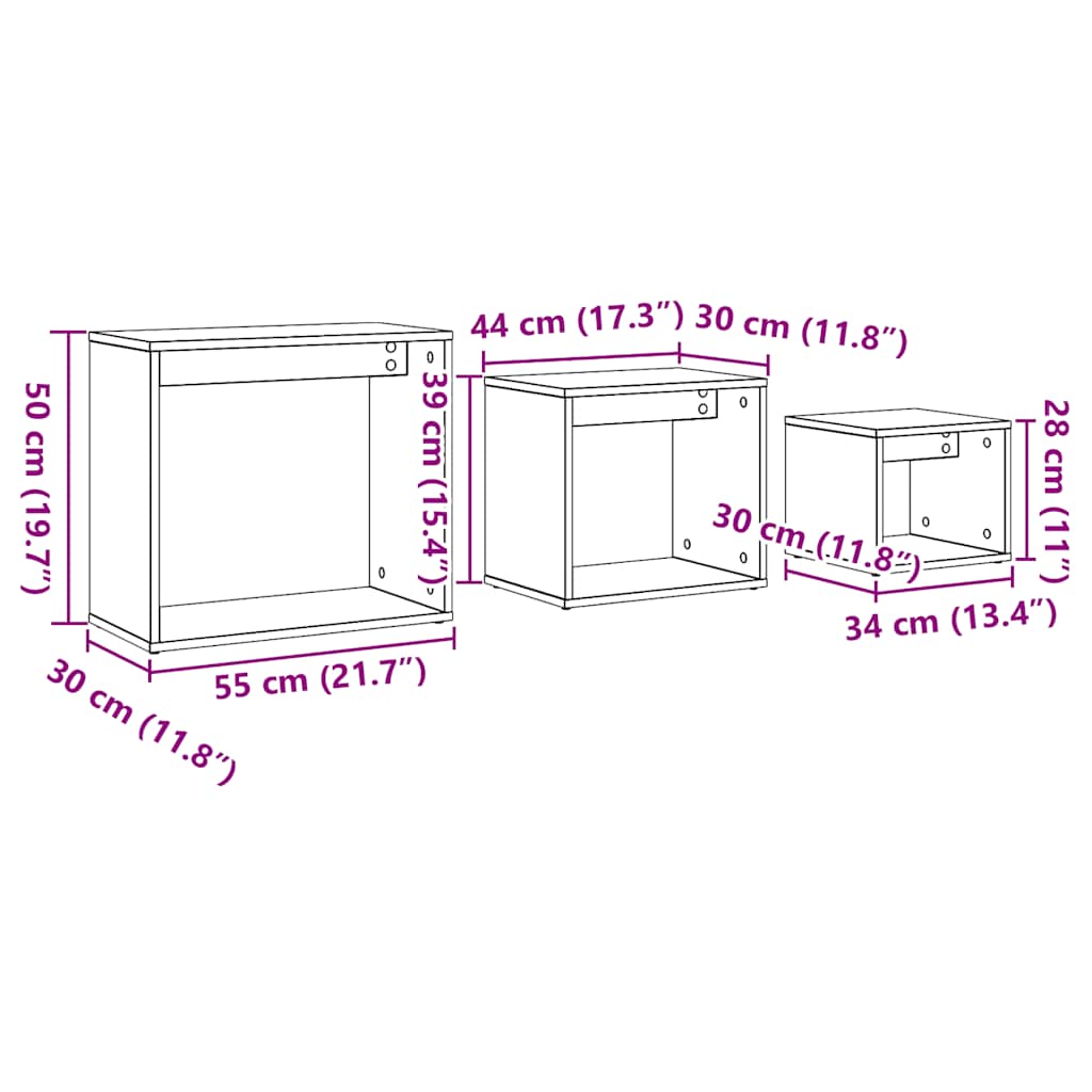 vidaXL Nesting Tables 3 pcs Artisan Oak Engineered Wood