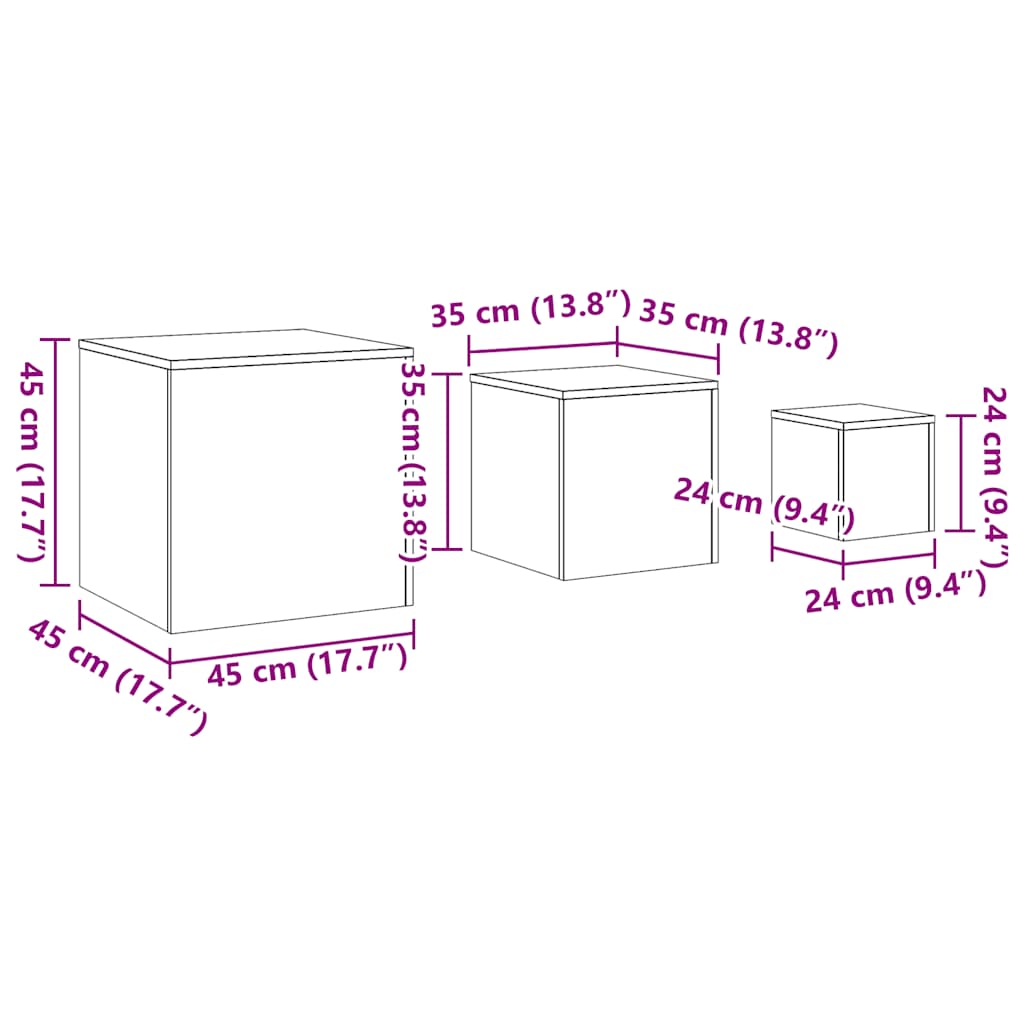 vidaXL Side Tables 3 pcs Old Wood Engineered Wood