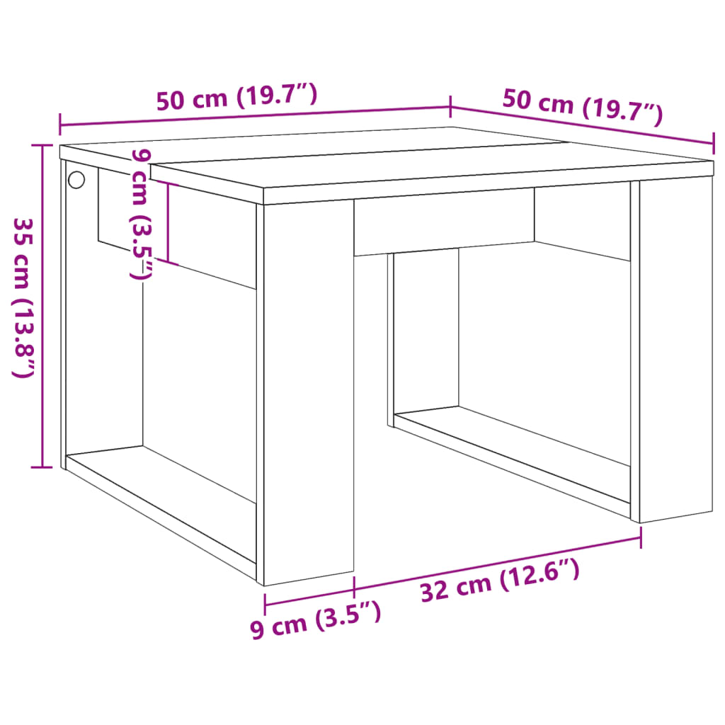 vidaXL Side Table Old Wood 50x50x35 cm Engineered Wood