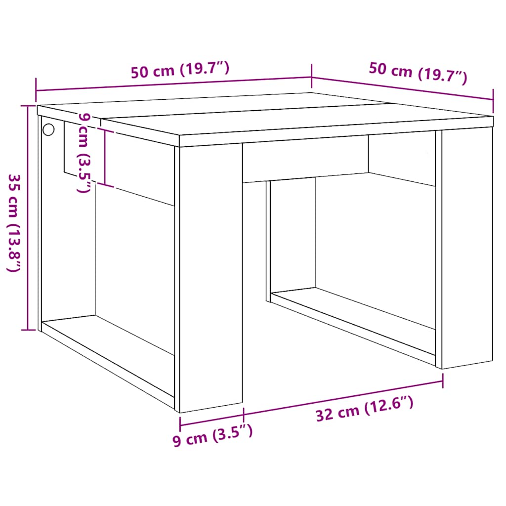 vidaXL Side Table Artisan Oak 50x50x35 cm Engineered Wood