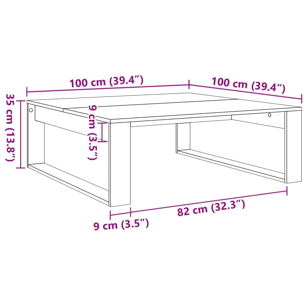 vidaXL Coffee Table Old Wood 100x100x35 cm Engineered Wood
