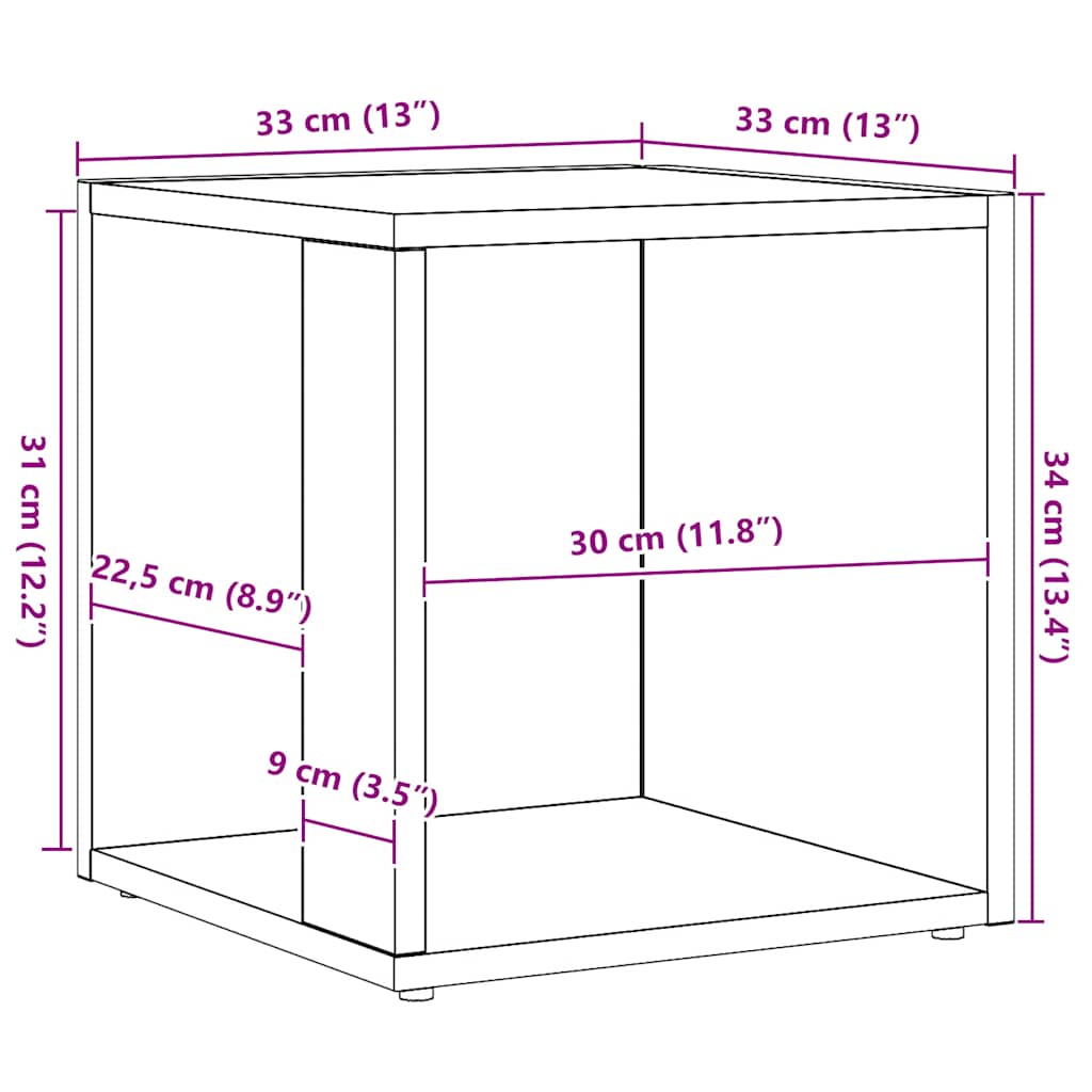 vidaXL Side Table Artisan Oak 33x33x34 cm Engineered Wood