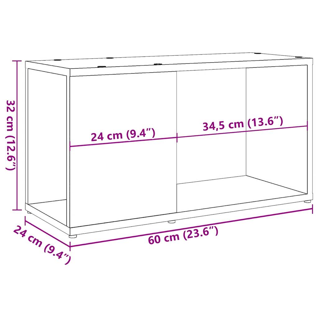 vidaXL TV Cabinet Old Wood 60x24x32cm Engineered Wood