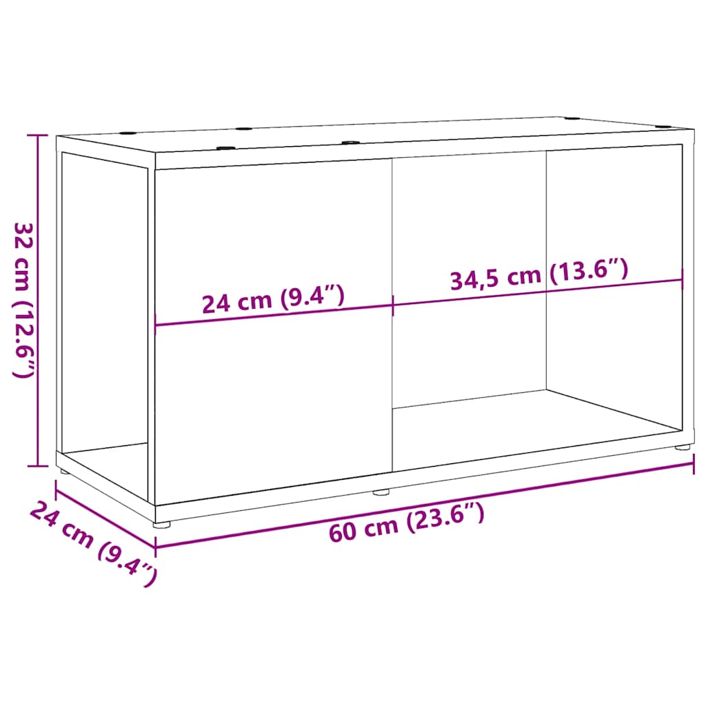 vidaXL TV Cabinet Artisan Oak 60x24x32cm Engineered Wood