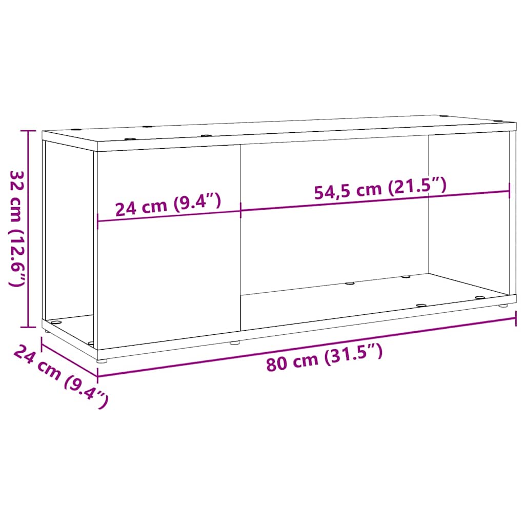 vidaXL TV Cabinet Old Wood 80x24x32cm Engineered Wood